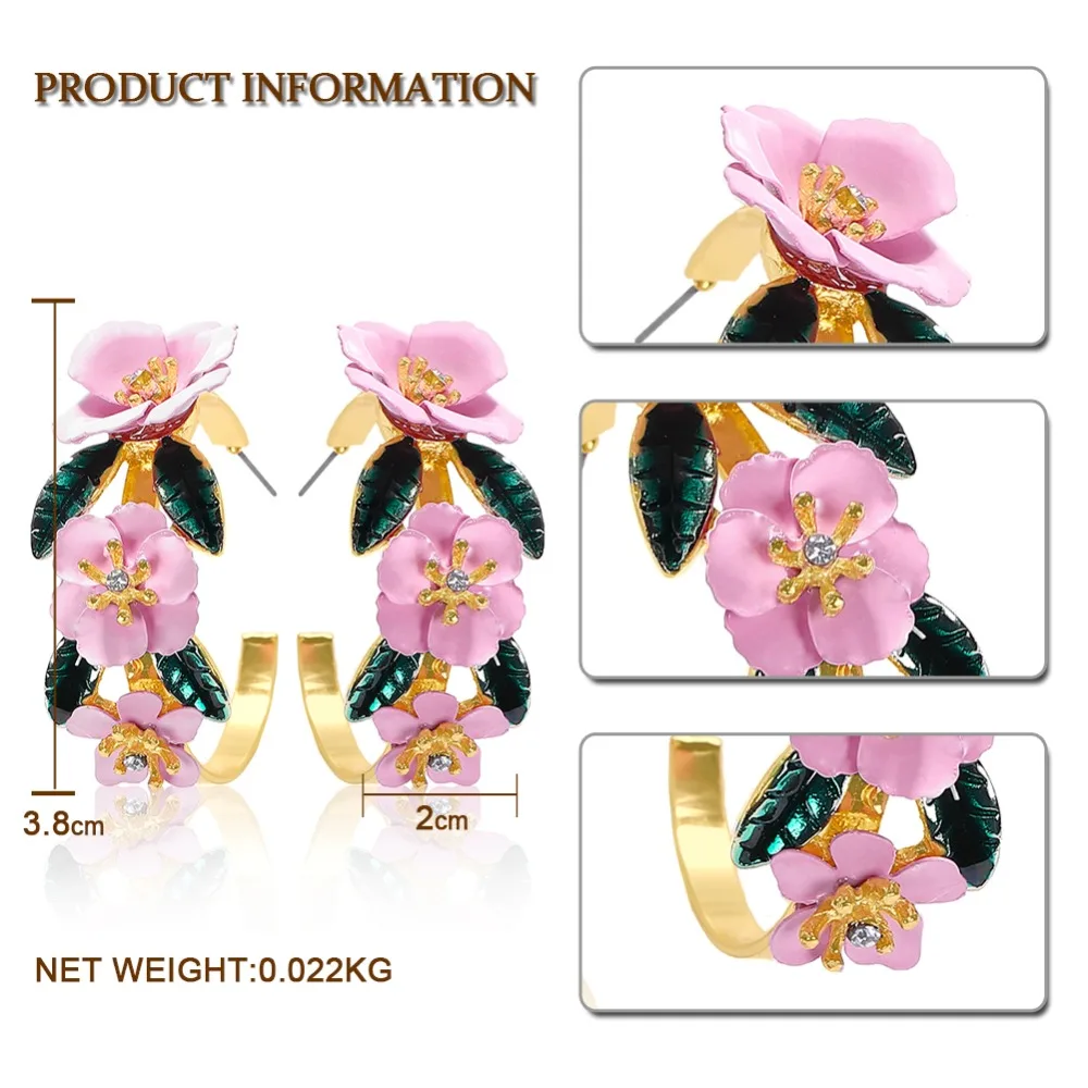 Dvacaman металлические серьги-кольца цветок для женщин Свадебные Красочные Модные INS круглые массивные серьги Прямая поставка Ювелирные изделия Подарки