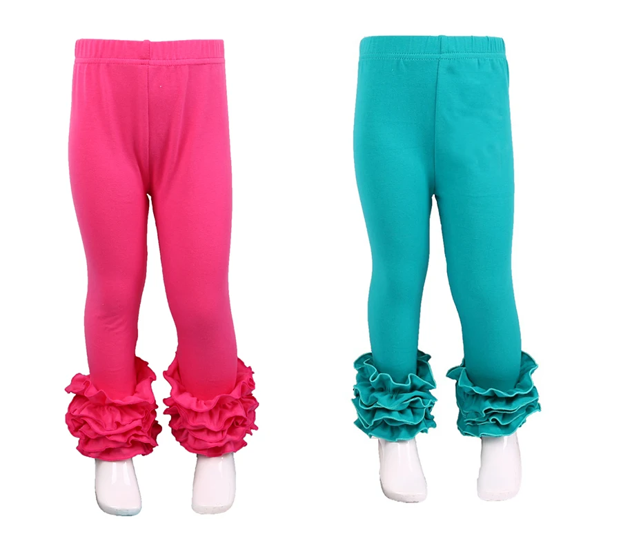 Разноцветные штаны из хлопка, однотонные леггинсы, однотонные штаны для девочек, детские штаны с оборками