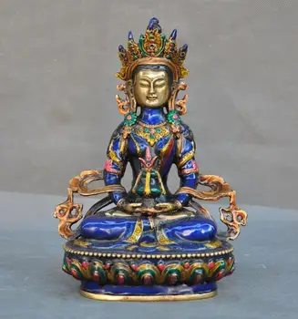 

wedding decoration Tibet temple bronze Cloisonne Gilt Amitayus longevity God Goddess Buddha Statue