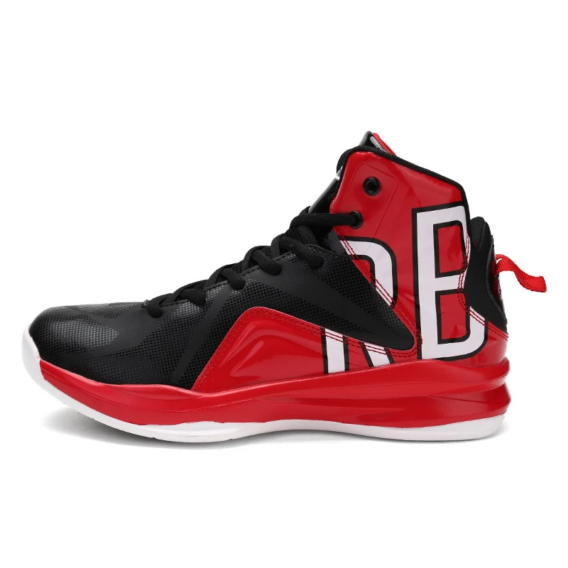 Мужские баскетбольные кроссовки с высоким берцем, дышащие амортизирующие кроссовки, противоскользящая спортивная обувь, брендовые износостойкие баскетбольные кроссовки Jordan - Цвет: Красный