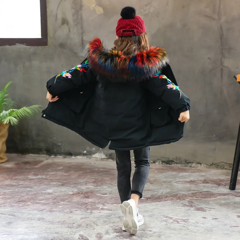 

2018 Winter New Style Girls Padded Cotton Clothes Korean-style Big Boy Thick Hand Cotton Children Phoenix Mid-length Cotton Coat