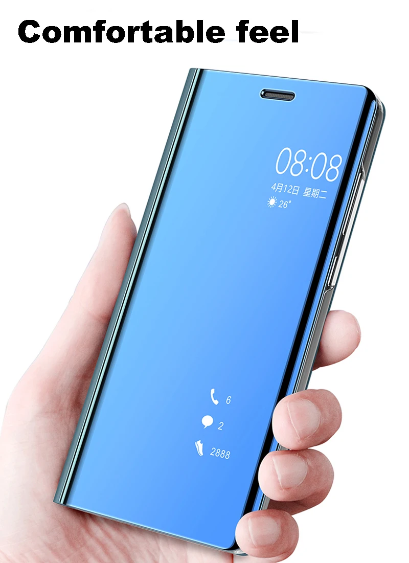 Умный зеркальный флип-чехол для телефона для samsung Galaxy S10E S9 S8 S10 плюс S7 край пленка для экрана с четким изображением A3 A5 A7 J3 J5 J7 A6 A8 PU чехол s