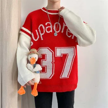 

NiceMix Women's Knitted sweaters 2019 Autumn&winter letter print Loose Korean Easy Match Sweater Coat sporty style Vintage