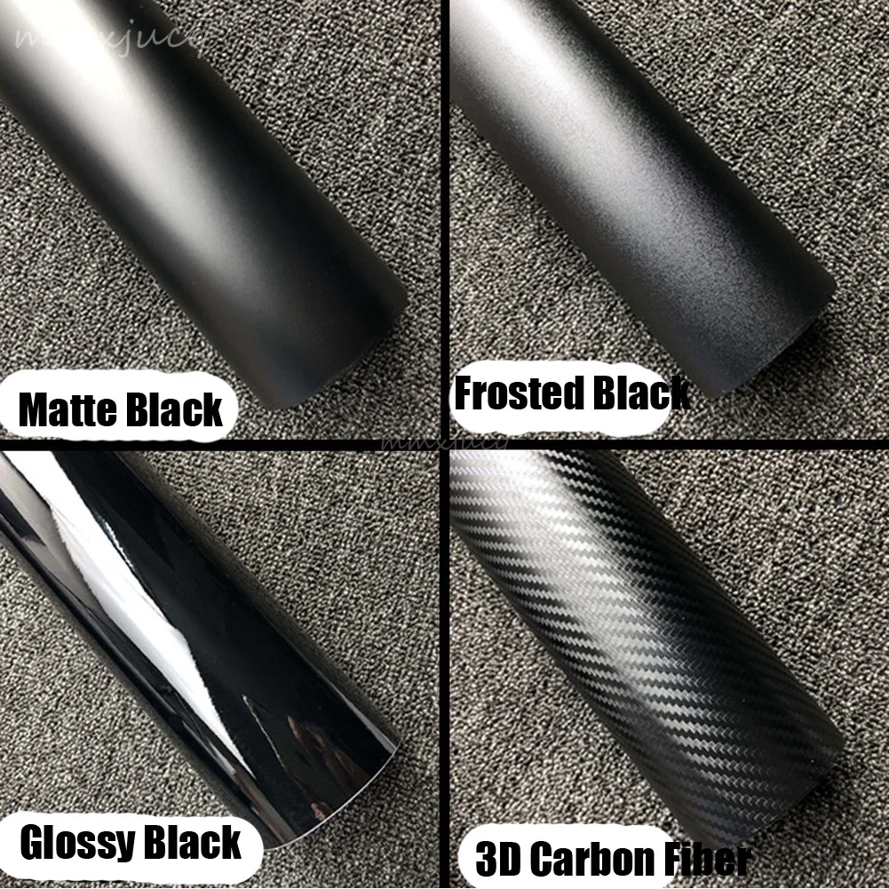 3D car carbon film bubble-free matte wrapping waterproof black decal 127x50  cm