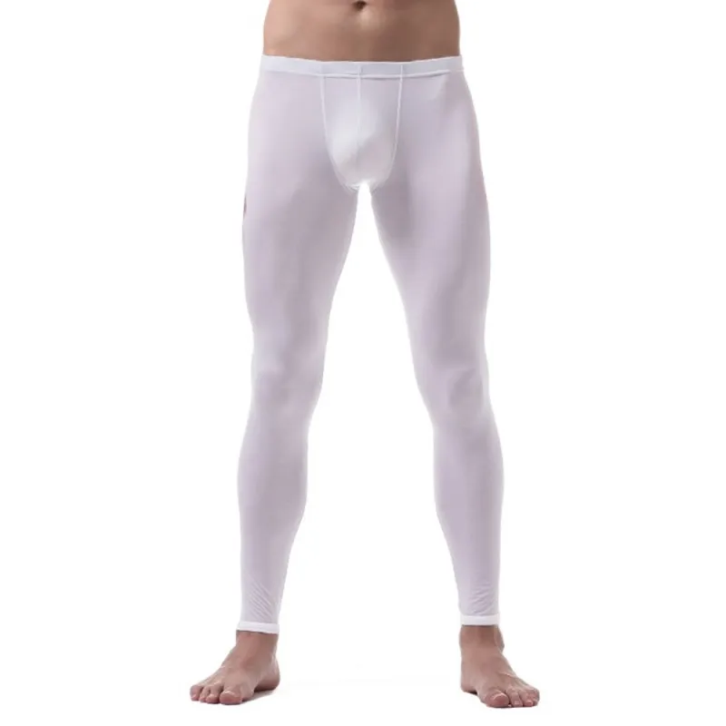Мужские брюки ультра-тонкий шелк льда нижнее белье сексуальная прозрачная Пижама нижняя часть бодичулок Panis Pouch Gay Slip Lounge одежда для сна
