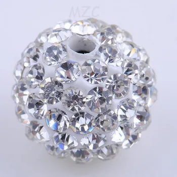 

High Quality! Best Crystal!DHL EMS Free hotsale 10mm white Micro Pave Disco CZ Ball crystal bead fit