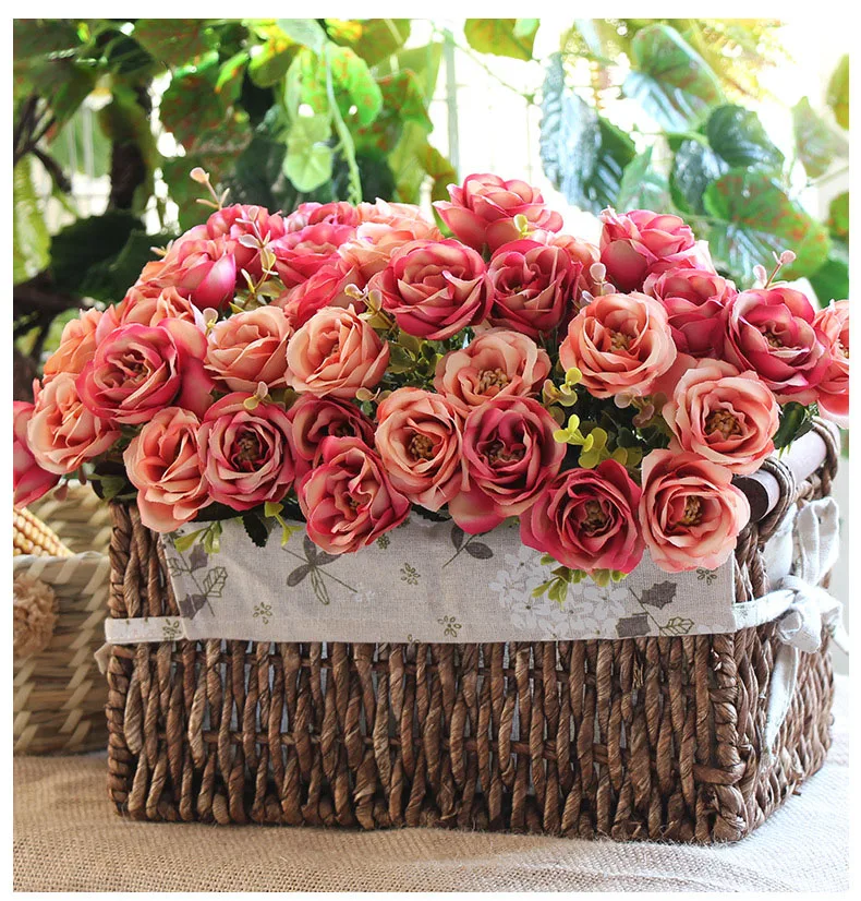 fake silk peonies bouquet roses artificial flowers wedding home decoration (7)