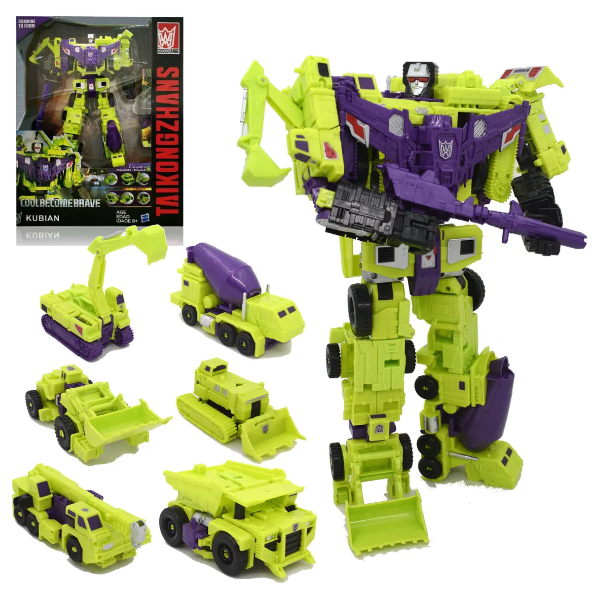 

HZX 6In1 Devastator Haizhixing Transformation Toys Anime Action Figure KO G1 Robot Aircraft Engineering Vehicle Model NO Box
