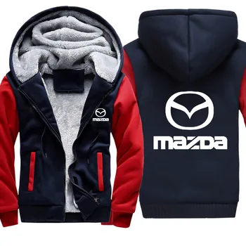 

Hoodies Men Mazda Car Logo Print Jacket Mens Hoodies Casual Winter Thicken Warm Fleece cotton Zipper Raglan Coat Male Tracksuits