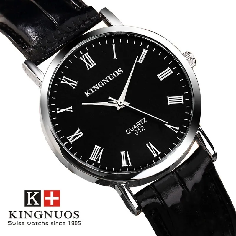 

2019 New KINGNUOS Leather Strap Men's Watch Ultra-thin Dial Waterproof Fashion Quartz Men's Watch