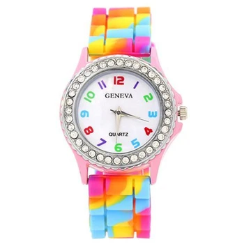 

2020 Women Rainbow Watches Silicone Band Quartz Wristwatches Geneva Watches Women Crystal Watches Clearance Sale Orologio Donna