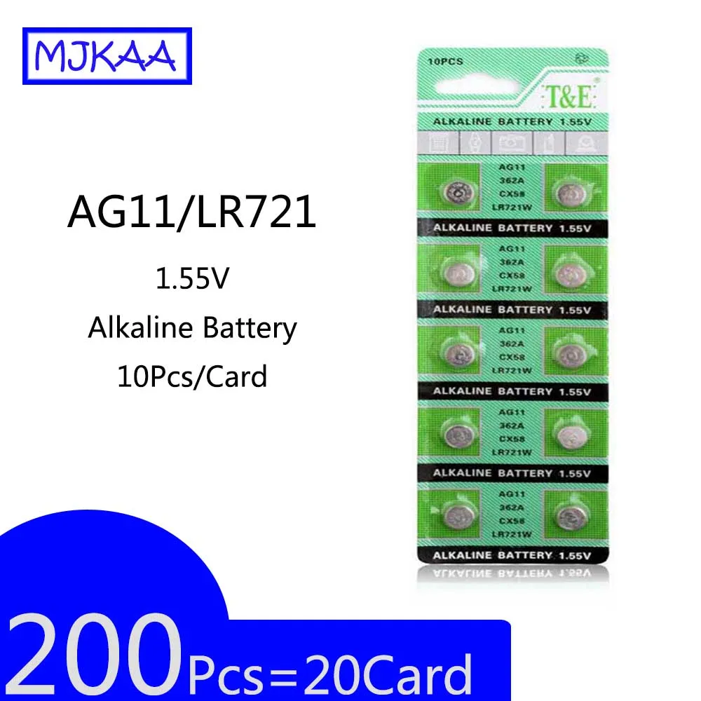 200 шт. = 20 кнопок AG11 362 SR721SW SR58 TR721 1 55 в|Часовые батарейки| |