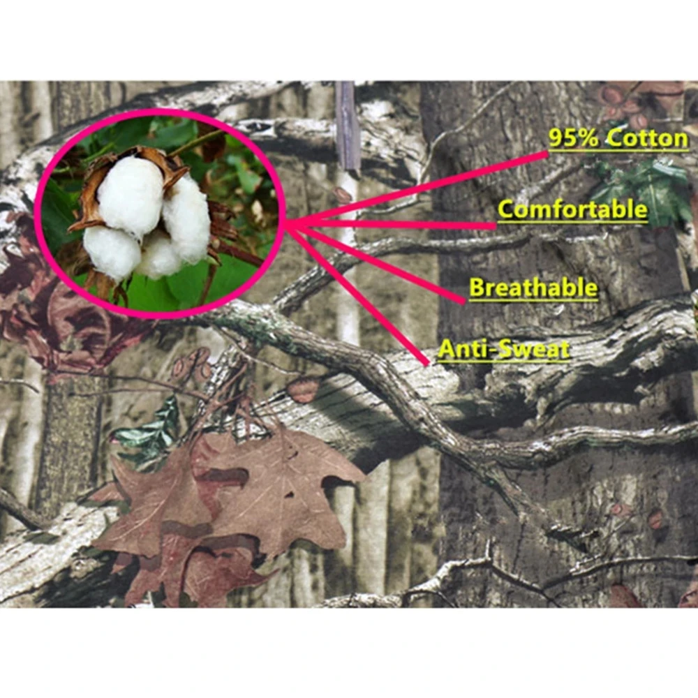 남성용 여름 햇빛 방지 낚시 후드 재킷 바지, 생체 공학 위장 사냥 낚시 의류, 통기성 면 정글 카모 슈트
