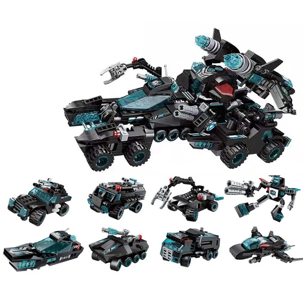 

8-in-1 Fit Diamond Armored Fleet Assembling Building Blocks Bricks Toy Kit DIY Educational Children Birthday Legoingly Gifts