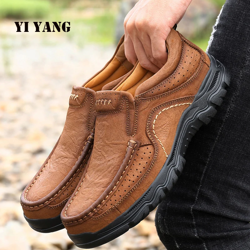 

Men's Winter Boots Genuine Leather Men's Snow Boots Outdoor Ankle Boots Motorcycle Flat Comfortable Men Shoes Plus Size 37-46