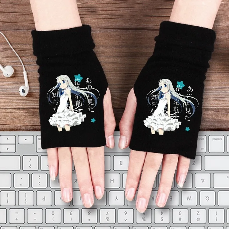 Мультфильм Аниме перчатки Lovelive My Hero Academy Токийский Гуль Natsume Yuujinchou Onmyoji Gintama зимние теплые Половина перчатки хлопок милые