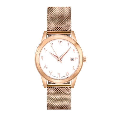 Rose gold mesh Роскошные часы с арабским автоматическим механизмом механические часы с арабским номером - Цвет: Rose gold mesh