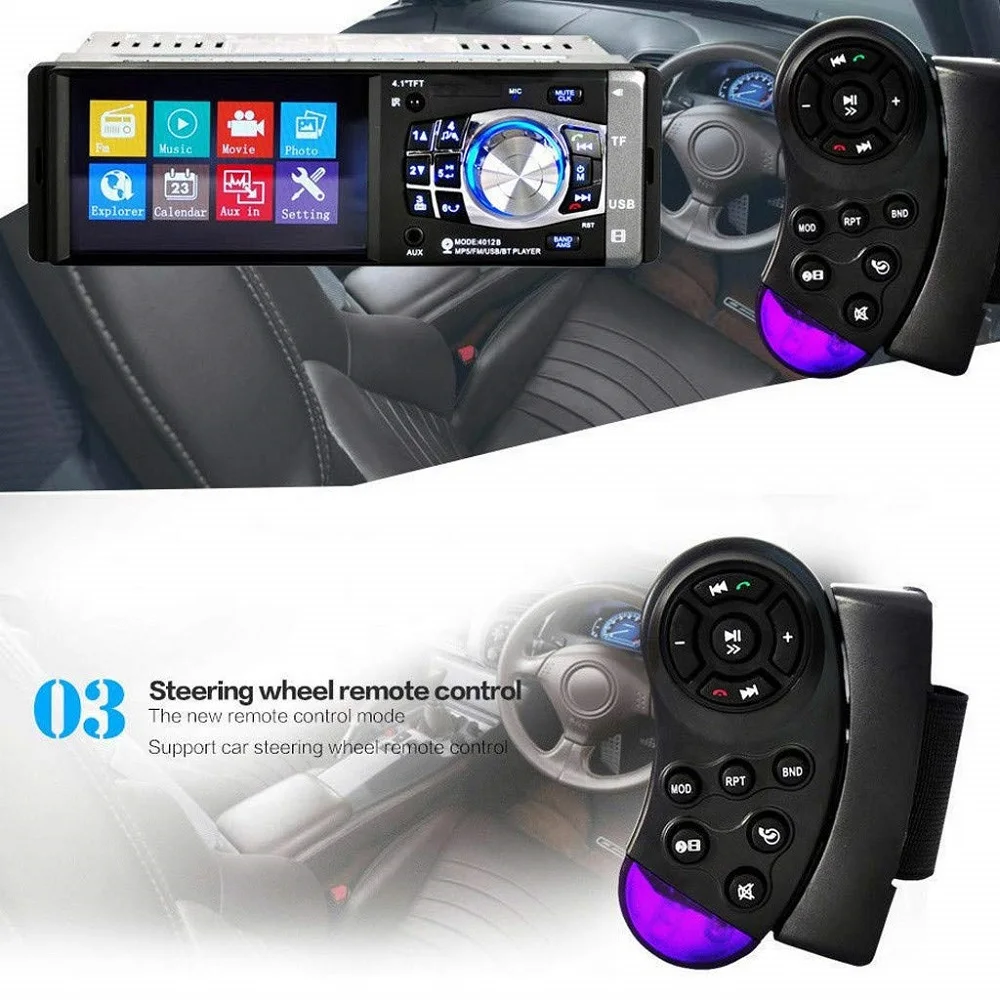 4,1 дюймов 1 DIN HD радио автомобильный MP5 MP3-плеер видео Bluetooth fm-радио AUX USB музыка громкой связи сенсорный экран стерео Горячая