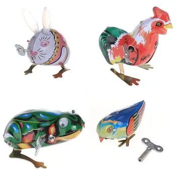 

Toy Mechanical Old Metal Rabbit Chick Frog Bird Collection Gifts for Children
