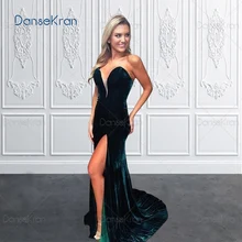 

Emerald Green Velvet Evening Dresses 2022 Sweetheart Mermaid Maxi Dress with Side Slit Elegant Women Long Dress for Party