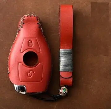 2button red Натуральная кожа чехол ключа дистанционного управления автомобилем ключ чехол для Mercedes benz A, B, R G Class GLK GLA w204 W251 W463 W176 смарт-ключ - Название цвета: 2button red