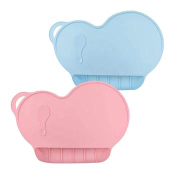 

2 Pcs Baby Silicone Placemat Tablemats,Washable Non Slip Placemats,Feeding Plates for Babies Kids Children,Blue & Pink