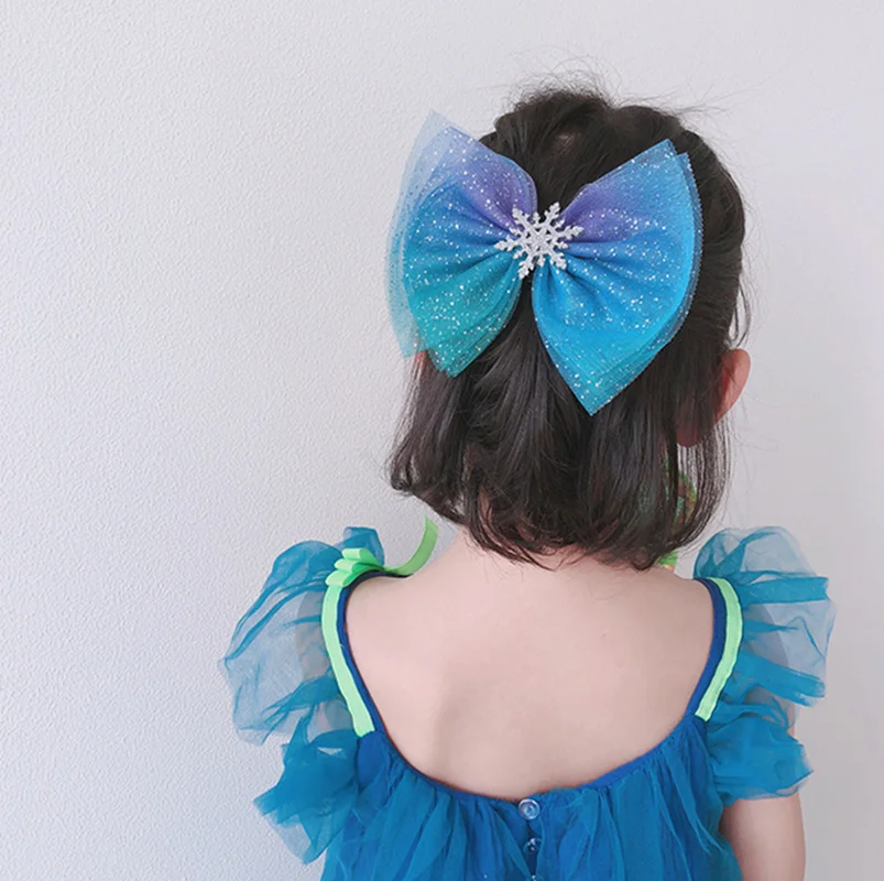 Kids Christmas Gifts Snowflake Hair Accessories Crystal Hair Clips for Women Girls Cosplay Princess Barrette Hairpins Sets