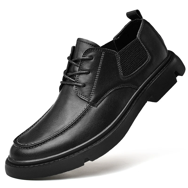 Misalwa/английские мужские оксфорды; повседневная кожаная обувь; деловая официальная кожаная обувь; весенние мокасины; мужские слипоны; модель года; обувь на плоской подошве размера плюс - Цвет: Black