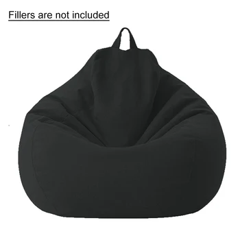 

100x120cm Zipper Accessories Without Filler Bean Bag Sofa Cover Washable Solid Gaming Cotton Linen Dustproof Outdoor Indoor