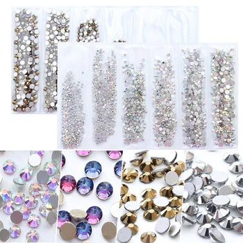 

1440pcs White AB Nail Art Rhinestone Flat back Gold Silver Nail Stones 3D Crystal Shiny Glitter Strass Nail Art Decoration JI025