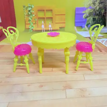 

Kuulee Cute Exquisite Play-House Toy Set 1 Leisure Table 2 Chairs Birthday Halloween Christmas Gift Decoration