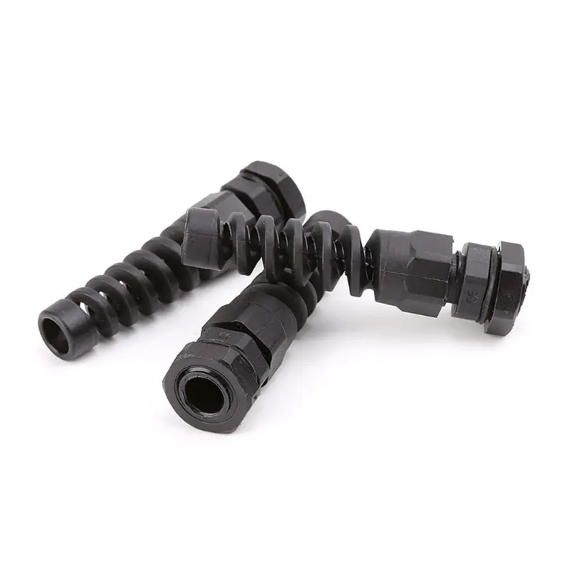 10pcs Waterproof M12 PG7 Cable Connectors Spiral Strain Relief Protector