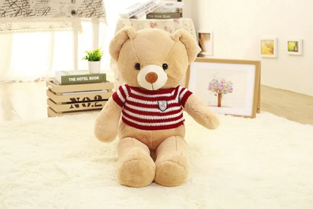 little brown 1 шт. 60 см милый аниме плюшевый мишка с одеждой плюшевая игрушка кукла лучший подарок на год для детей - Цвет: little brown