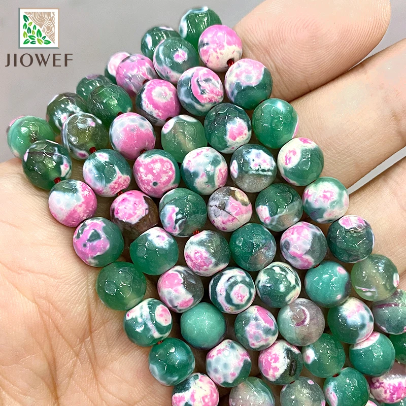 Natural Round Green Agate Frost Matte Stone Beads For Jewelry Making Strand 15'' 