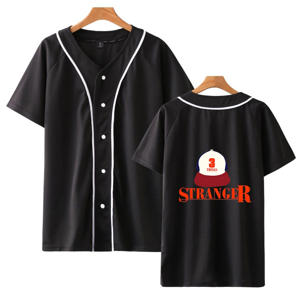 River Valley Town Harajuku Baseball uniform   Hooded Shirts Boys and Girls Cartoon Print Hoode shirts Short