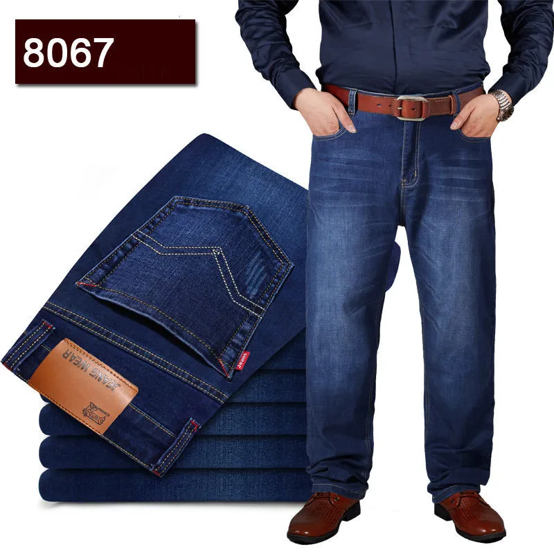 Oversized Jeans Mens Baggy Jeans Plus Size Black Jeans Men 200KG Elastic Denim Jeans Male Trousers Mens Wide Let Jeans Blue