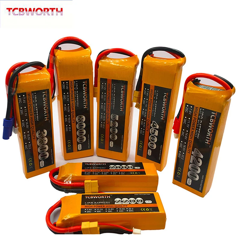 Connecteur XT60 doré sur batterie Lipo 3S 2200mAh 25C pour drone.