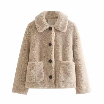 

Casual Teddy Coat Women Winter Turn Down Collar Fashion Fur Jacket Solid Long Sleeve Plus Size Coats Outerwear New Arrival 2019
