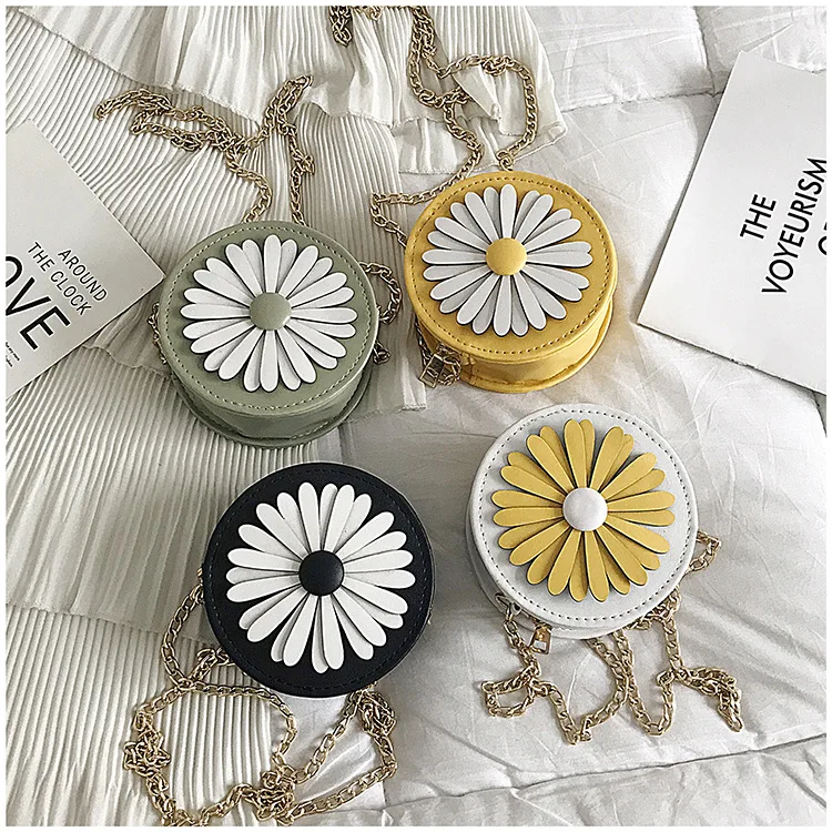 

Bali Fashion Handmade Crossbody Leather Bag Round Beach Bag Girls Circle Cute Flowers Bag Small Bohemian Shoulder bag