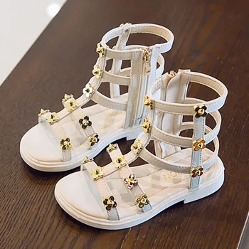 

Fashion Rivets Girls Sandals 2020 Summer Kids Dress Shoes For Girls Anti Slip Children Roman Sandals Girls Leathe Sandals Kids