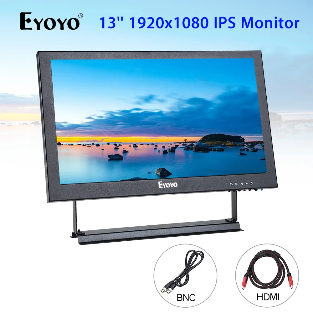 Eyoyo 13 дюймов HDMI ips display 1920x1080 ips-ЖК-дисплей BNC/VGA/AV Выход CCTV DVD PC ноутбук DVR CCD камера монитор