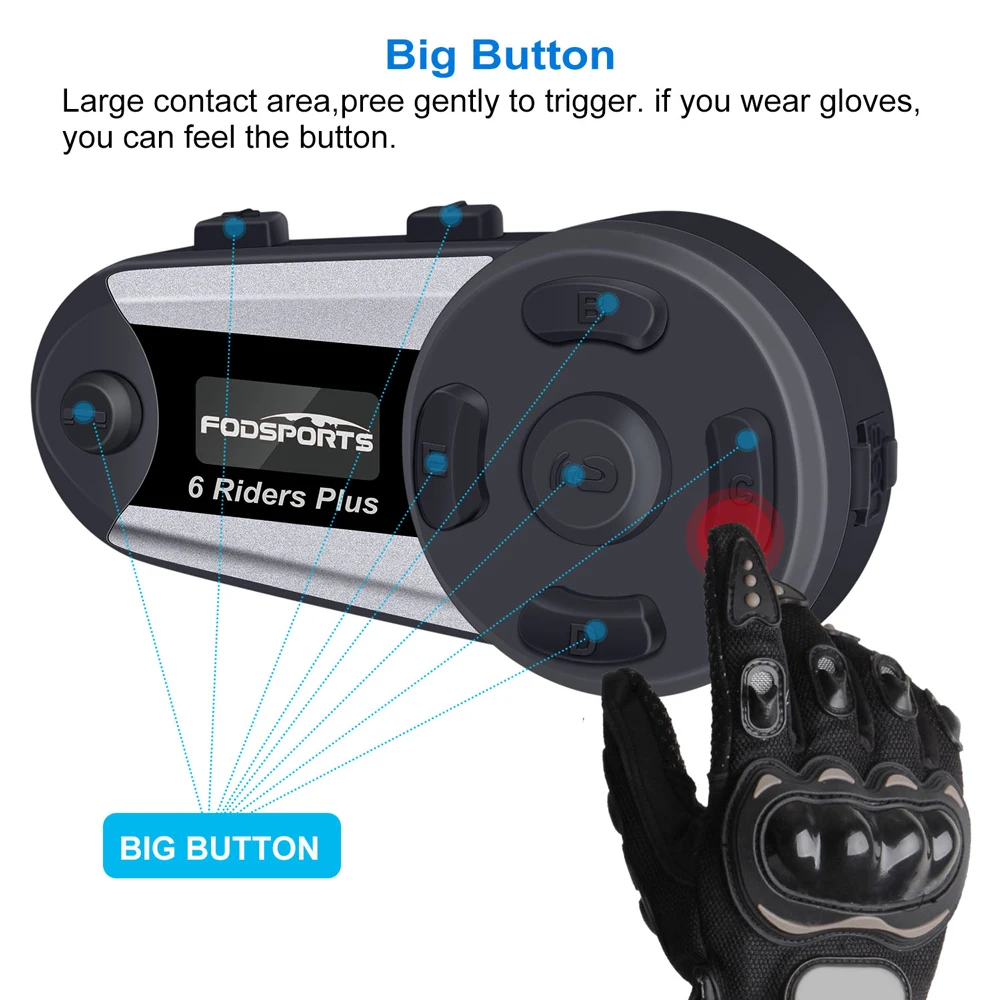 1 шт. V6 Plus 6 Rider мотоцикл Bluetooth шлем гарнитура домофон беспроводной BT полный дуплекс Intercomunicador Interphone FM светодиодный