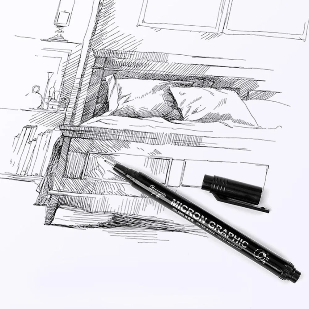 12 шт./кор. рисунок микрон Графический иглы пера набор крюк линзовый эскизный мультфильм аниме Manga, архивные цифровым пером Stationey