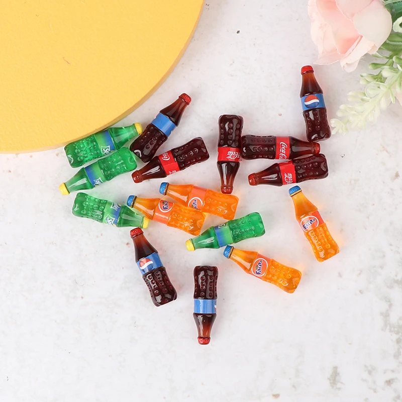 Dollhouse Miniature Coke Fanta Sprite Water Bottle Beverage Model 4PCS for Dollhouse Kitchen Food Toy soda bottles