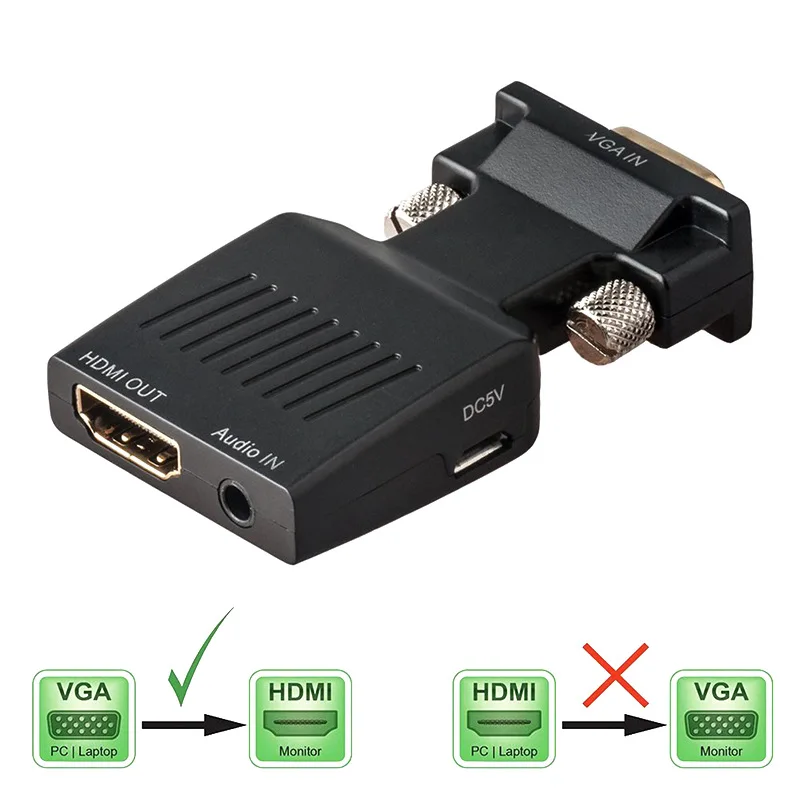 Преобразователь из VGA в HDMI с аудио VGA в HDMI HD кабель - Цвет: Black