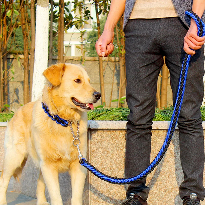 Large Dog Leash Big Dog Chain Leash Supplies Pet Collars Chest Strap Dog Collar Rope Golden Retriever Labrador Durable Leash 30