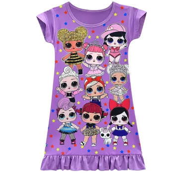

L.O.L Children Pajamas Girl Nightgown Home Cltohing Girl Sleepwear Dresses Girls Baby Pajamas Cotton Princess Berserk Summer