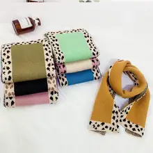 Бархатные зимние детские теплые шарфы с имитацией кролика толстый шарф для девочки и мальчика Милая леопардовая детская шаль родитель-детский нагрудник