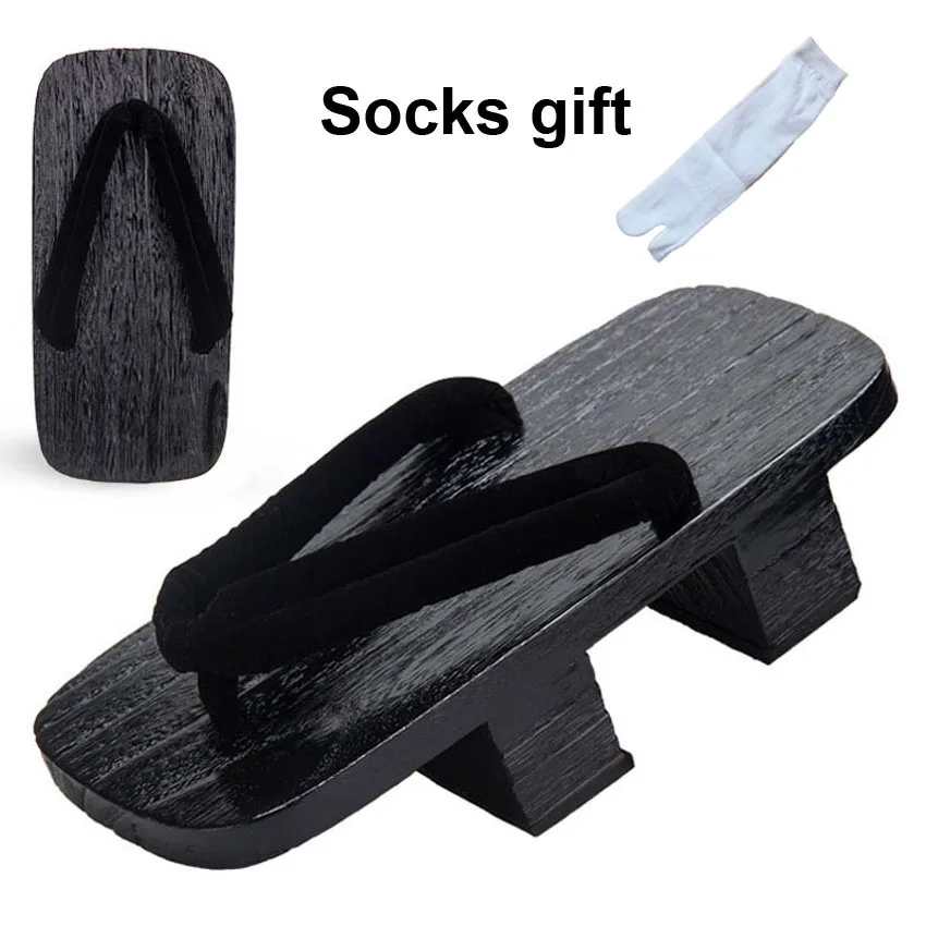 Japan Samurai Paulownia Dragon Print Geta Clogs for Man Wooden Sandals Outdoor Ethnic Cosplay Chinese Shoes with Socks cosplay shoes work clog shoes