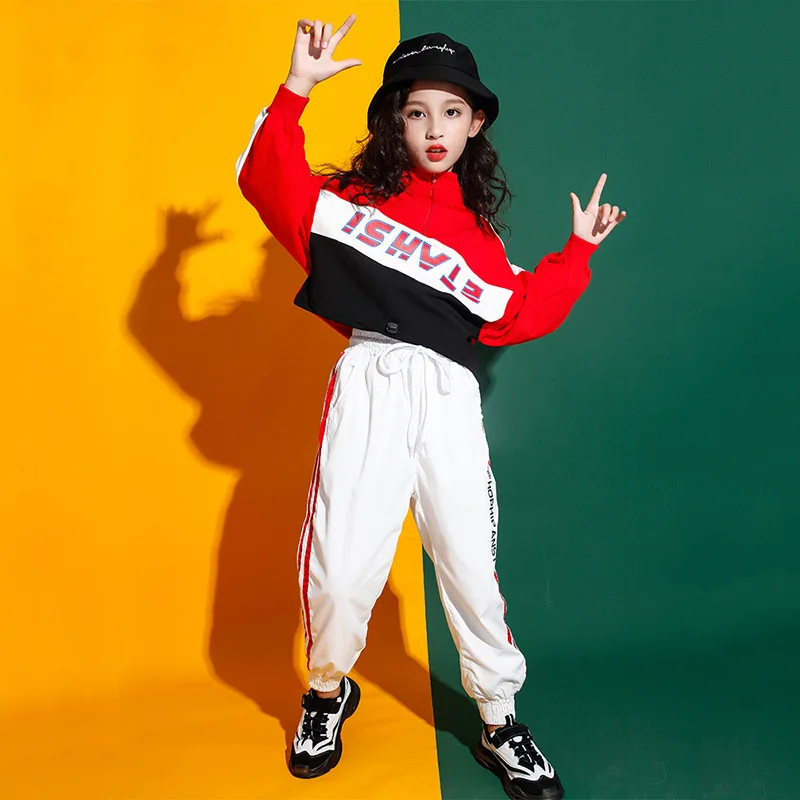 

Kid Hip Hop Dance Fancy Costume Jacket White Pants Street Stage Clothes for Girl Boy Dance Jazz Outfits Performance Wear